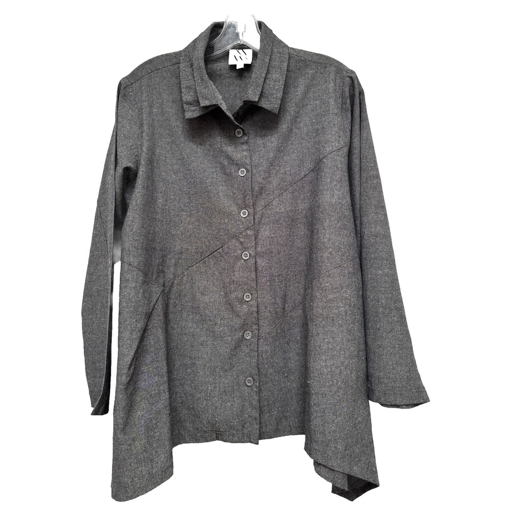 MSquare by Neetu Malik‎ Tunic Size 1 Gray Asymmetrical Hem Lagenlook Women